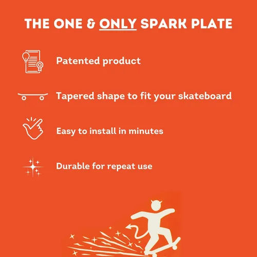 Vista 6 de Placa de Chispas Tail Devil Skateboard - Chispas para Tu Patineta, Accesorio Definitivo del Patinador, Una Placa de Cola Adjunta para Efecto