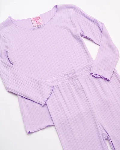 Vista 4 de Mon Petit Baby Girls' Pajama Set - 8 Piece Rib Knit Sleepwear Shirt and Jogger Pants (12M-7)