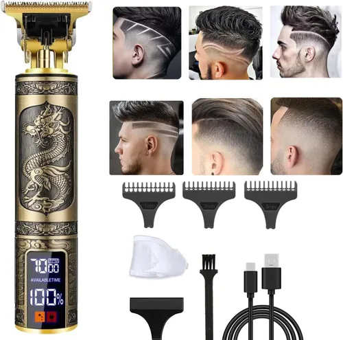 Vista 3 de Nave Recortadora de barba y cortapelos para hombres, maquinilla de afeitar eléctrica inalámbrica y recargable para cuerpo, cabello, barba y bigote