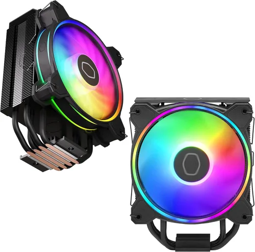 Vista 12 de Cooler Master Hyper 212 Halo Black enfriador de aire para CPU, ventilador PWM Halo² de 120 mm, ARGB de doble bucle, cubierta superior de aluminio, 4