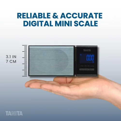 Vista 5 de Tanita 1479J2 Mini Scale - Tecnología japonesa precisa báscula digital de bolsillo para joyería - Capacidad de 200G - Pantalla retroiluminada azul