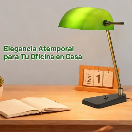 Vista 7 de Lámpara de escritorio Green Bankers, marco de latón antiguo y base