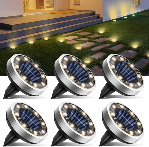 Vista 17 de Btfarm Paquete de 16 luces solares impermeables para exteriores, 8 luces LED solares para suelo