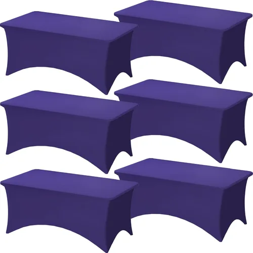 Vista 43 de Fixwal Paquete de 6 Cubiertas de Mesa, Mantel de Spandex Ajustado Rectangular de 6 Pies Resistente Elástico Cubierta de Mesa Rectangular para Patio
