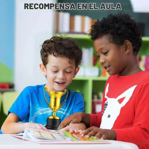 Vista 4 de Paquete de 40 mini trofeos a granel, pequeños trofeos de plástico diminutos para niños de 3.4 pulgadas, pequeña copa de premio dorada, recompensa
