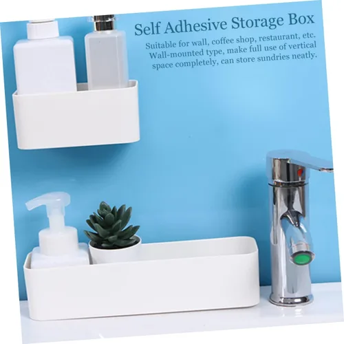 Vista 8 de Uonlytech 2 cajas de almacenamiento autoadhesivas de pared con control remoto y soporte para bolígrafo, para organización del hogar, no requiere