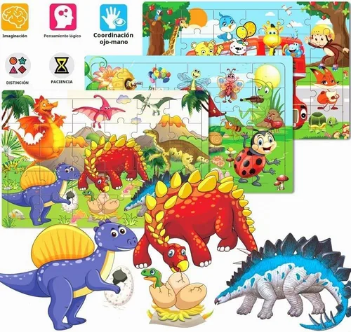 Vista 4 de Rompecabezas de madera para niños de 3 a 5 años de edad, 30 piezas, rompecabezas de madera coloridos para niños pequeños, rompecabezas educativos