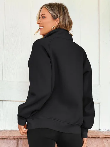 Vista 4 de Ezymall Sudaderas con capucha y cremallera para mujer, sudaderas de gran tamaño con bolsillos