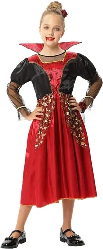 Vista 3 de Disfraz de vampiro para niñas, disfraz de vampiro para fiesta de Halloween y cosplay