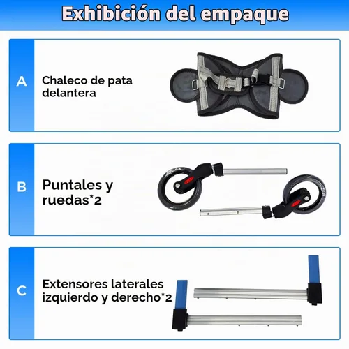 Vista 7 de Kit de ruedas delanteras para silla de ruedas para perros para actualizar la silla de ruedas de patas traseras a silla de cuatro ruedas (M)