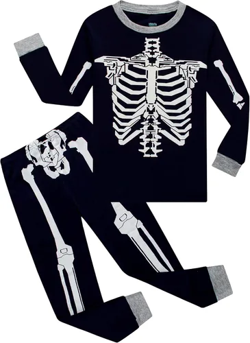 Vista 24 de KikizYe - Conjunto de pijamas para niños y niñas pequeños y grandes, ropa de dormir de 100% algodón 33/4 piezas/dinosaurio