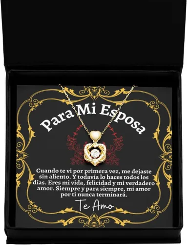 Vista 17 de Collar de Regalo Para Esposa En Forma De Corazon Plateado y Dorado Regalo Para Mujer Personalizado
