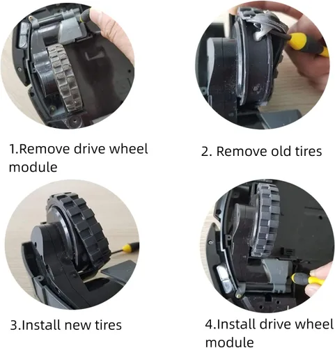 Vista 5 de Neumáticos de repuesto compatibles con modelos iRobot RoombaS9, S9+, j7, 500, 600, 700, 800, 900, e e e i, repuesto de neumáticos antideslizantes