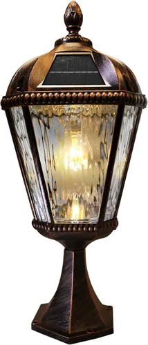Vista 15 de Gama Sonic Luz solar de poste para exteriores, aluminio negro, bombilla Royal, vidrio Rain Water, lámpara individual con adaptador de 3 pulgadas
