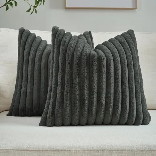 Vista 40 de FUTEI Pack of 2 Faux Fur Throw Pillow Covers 20x20 Inch, Navy Blue Azul marino