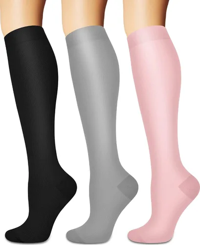 Vista 8 de Calcetines de compresión para mujeres y hombres circulación (3 pares) son el mejor apoyo para correr, atletismo, ciclismo, senderismo