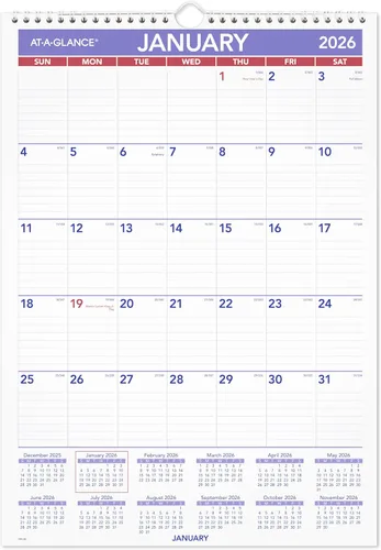 Vista 10 de AT-A-GLANCE Calendario de pared 2027, mensual, planificador de 20 x 30 pulgadas, bloques diarios a rayas (PM42827)