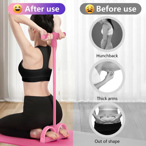 Vista 6 de 21 Bandas de Resistencia para Fitness - 4 Tubo Pedal Tira de Tobillo, Bandas Elásticas Mejoradas para Ejercicio de Abdominales, Cuerda de Tensión