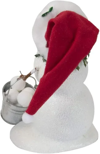 Vista 4 de Byers' Choice Figura de muñeco de nieve con cubo de bolas de nieve Caroler SN2211 de The Snowmen Collection