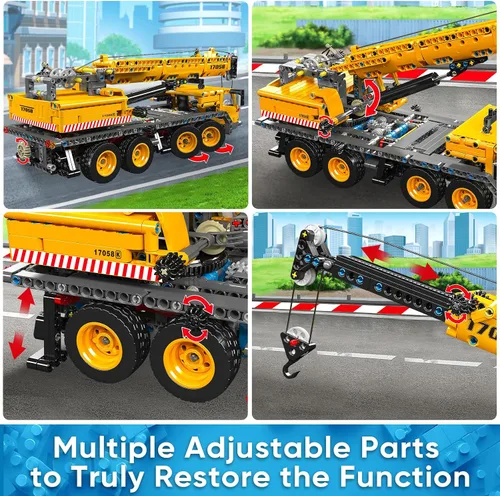 Vista 5 de Mould King 17058 Kit de bloques de construcción de grúa, modelo de camión grúa de 997 piezas para construir, juguete de construcción DIY