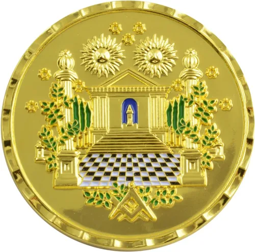 Vista 2 de Moneda masónica chapada en oro del hijo de la viuda de Hiram Abiff