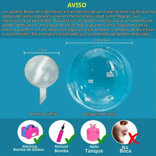 Vista 4 de Lightsfever 8 globos de fiesta con luces LED con pilas, luces blancas cálidas con globos Bobo transparentes para helio o aire, decoración del hogar