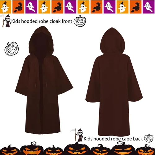 Vista 2 de Túnica con capucha para hombre, capa de caballero, disfraz de Halloween, túnica con capucha, capa de cosplay