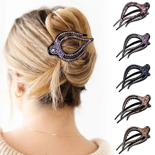Vista 10 de Pinzas de pelo planas French Concord - 6 piezas, pinzas de pelo curvas sin deslizamiento, pinzas de agarre para volumen, pinzas de pelo para mujeres