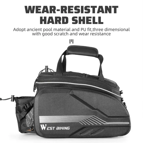 Vista 6 de Bolsas para bicicletas impermeables para el portaequipajes trasero Bolsa de alforjas de gran capacidad de 35L con fondo extra acolchado de espuma