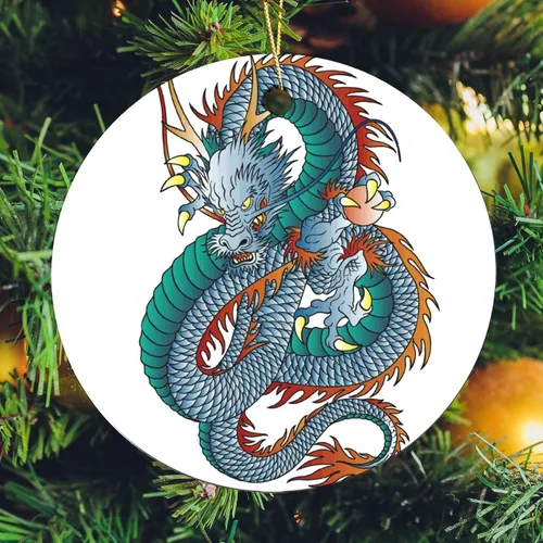 Vista 5 de Adornos de Navidad de cerámica 2023, decoraciones para árbol de Navidad para niños, amantes y amigos, adorno colgante de doble cara de 2.8 pulgadas
