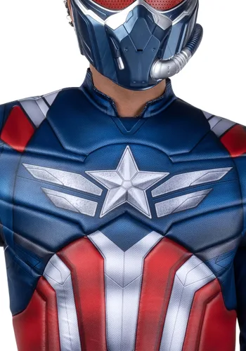 Vista 5 de Disfraz Deluxe Para Hombre de Sam Wilson como Capitán América Multicolor