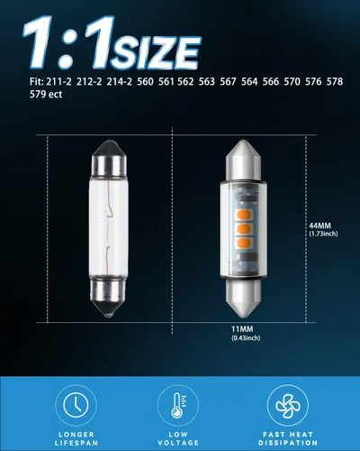Vista 4 de Kit de bombillas festoon Keiurot T3 de 41 mm y 42 mm para debajo del gabinete, bombilla de reemplazo para debajo del gabinete, bombilla