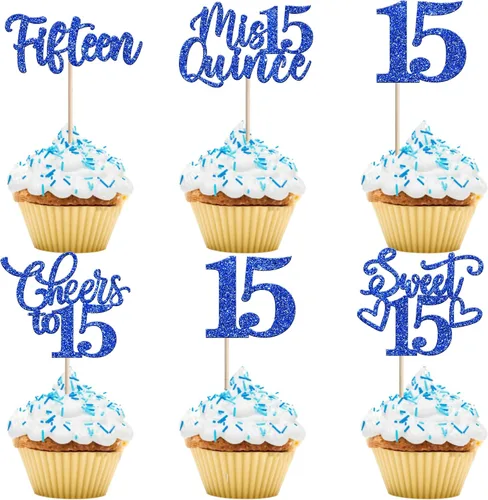 Vista 11 de 30 piezas de adornos para cupcakes de 12 cumpleaños feliz, brillantes doce, hola 12, felicitaciones a 12 años, adornos para cupcakes, 12