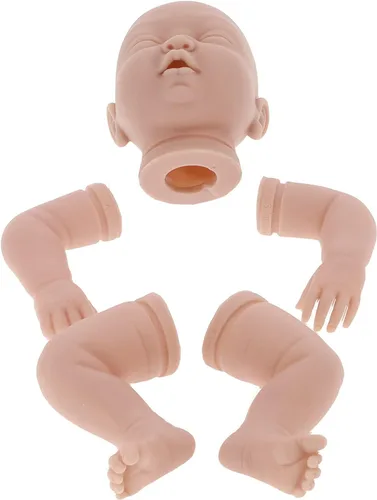 Vista 6 de SUNGOOYUE Kit de muñeca DIY de 22 pulgadas, muñeca sin pintar, conjunto de accesorios de piezas de extremidades suaves para bebés