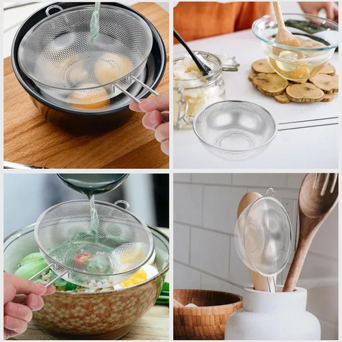 Vista 9 de BESTonZON Colador de lavabo de acero inoxidable con asa, colador de pasta plegable para lavabo multiusos, colador de cocina y para colar, enjuagar
