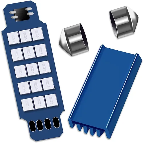 Vista 6 de Pack-2 focos LED extremadamente brillantes 578, 400 lm, 6500 K, chipsets 2835, 41 mm 42 mm (azul) para luces LED interiores de cúpula, mapa, puerta