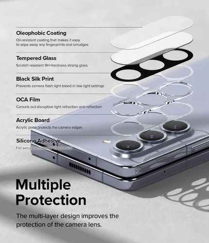 Vista 6 de Ringke Cristal de cámara [protección multicapa] compatible con Samsung Galaxy Z Fold 5, protector de lente de cámara de vidrio templado, 2