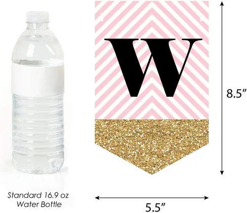 Vista 3 de Big Dot of Happiness - Hello Little One - Rosa y dorado - Banner de banderines para baby shower - Decoraciones de fiesta de niña - Welcome Baby