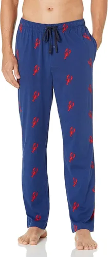 Vista 16 de Nautica pantalones de pijama para hombre, tejido suave, 100 % algodón, cintura elástica azul Depths