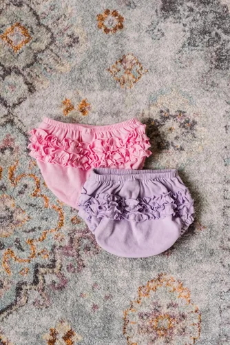Vista 5 de City Threads Ruffle Diaper Cover for Baby Girls Soft Cotton, Made in USA Baby Girl Bloomers, Wear Over Disposable and Cloth