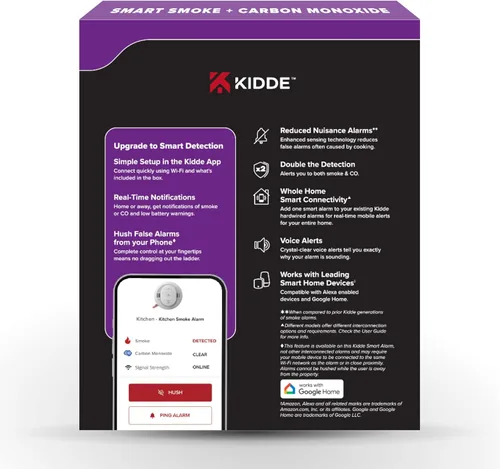 Vista 13 de Kidde Detector inteligente de humo y monóxido de carbono habilitado por la aplicación Kidde con cableado, respaldo de batería AA, alertas de voz