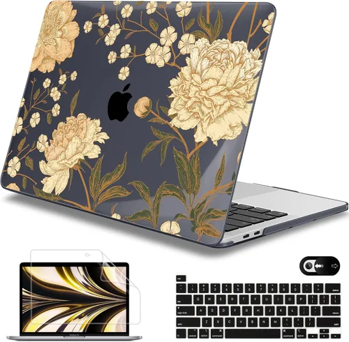 Vista 21 de Mektron Funda para MacBook Pro de 13 pulgadas 2022 2021 2020 versión A2338 M2 M1 A2289 A2251, cubierta rígida de plástico impresa para MacBook Pro
