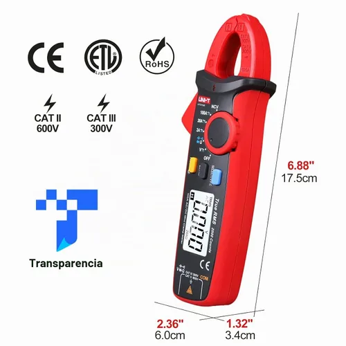 Vista 2 de UNI-T Multímetro de pinza digital UT210e AC DC Amp Meter, True RMS, 2000 Counts Voltmeter, Continuity Tester Capacitor, HVAC Tool Multi Tester