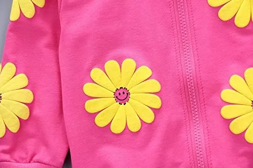 Vista 8 de Yao Conjunto de 3 piezas con estampado de flores para niñas pequeñas de 1 a 5 años, chaleco y pantalones