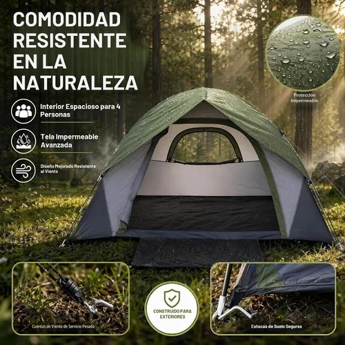 Vista 2 de XL Tiendas de campaña 4/6 persona impermeable doble capa cúpula