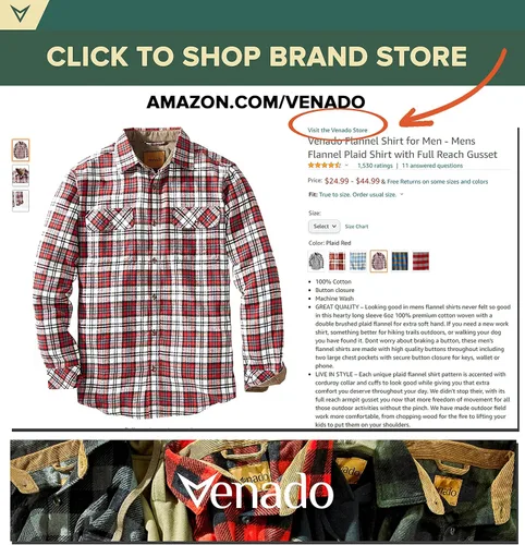 Vista 6 de Camisa de franela Venado para hombre camisa de franela a cuadros con escudete de alcance completo