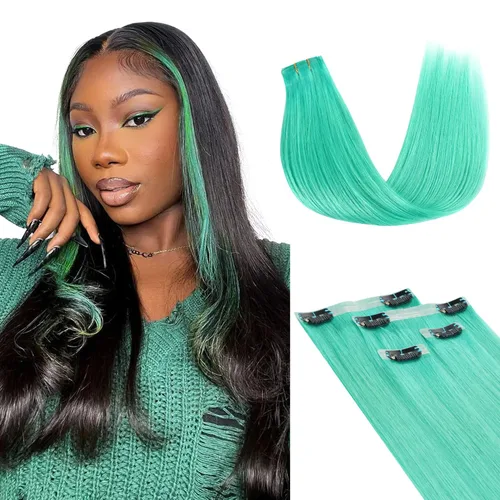 Vista 13 de Lashey Extensiones de cabello humano con clip, sin costuras, #1, color negro azabache, extensiones de cabello humano real, extensiones de cabello