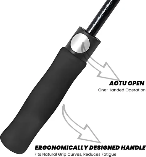 Vista 6 de Paraguas de golf extragrande de 62, 68 y 72 pulgadas, con doble dosel ventilado, resistente al viento, impermeable, de apertura automática