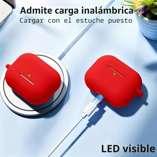 Vista 3 de Lerobo - Funda protectora completa de silicona suave para AirPods Pro 3 Rojo