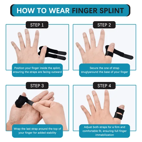 Vista 7 de 2 férulas pequeñas para dedo del pulgar, estabilizador de meñique para dedo gatillo, dedo de mazo, dedo roto, enderezamiento, dolor de artritis